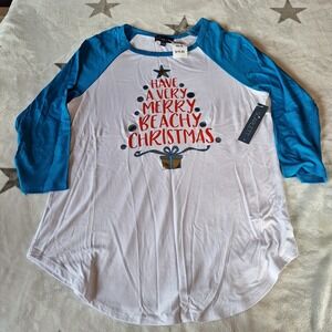Womens Raglan Top‎ Size S Have A Very Merry Beachy Christmas NWT Family Pictures
